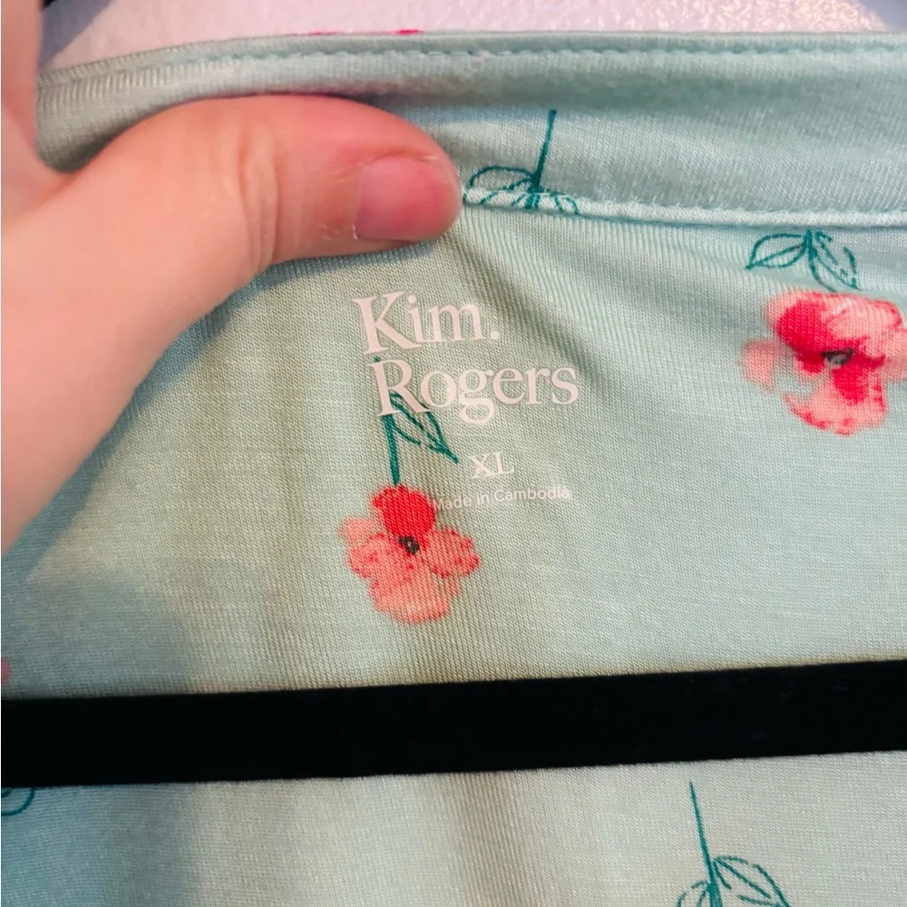 Kim Rogers green long sleeve top with floral print size XL - Picture 4 of 4
